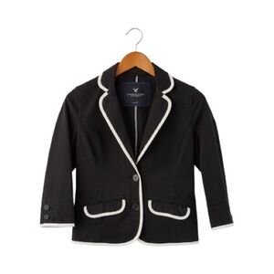 American Eagle Black Denim Blazer 3/4 Sleeve Jacket Size Large EUC